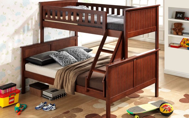 Twin Single Over Double Bunk Bed Frame Walnut Pk Furniture Simon Single Over Double Bunk Bed Walnut